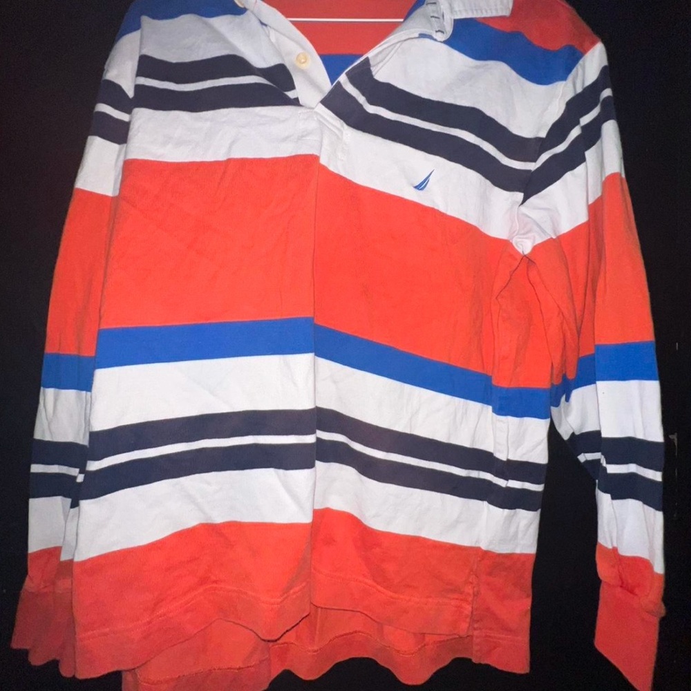 Nautica Striped Polo Shirt - Red, Blue, White